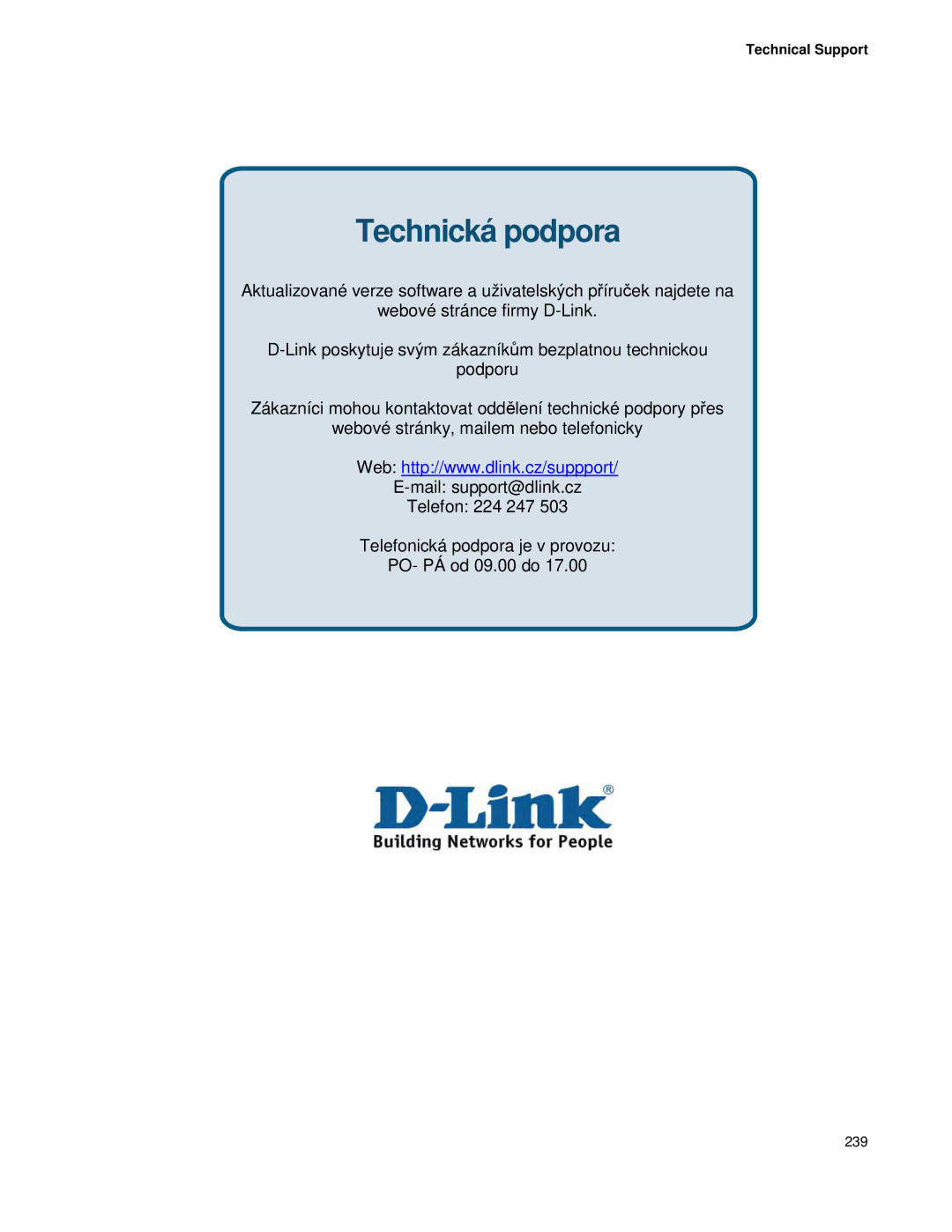 D-Link DWS 3000 user manual Technická podpora 