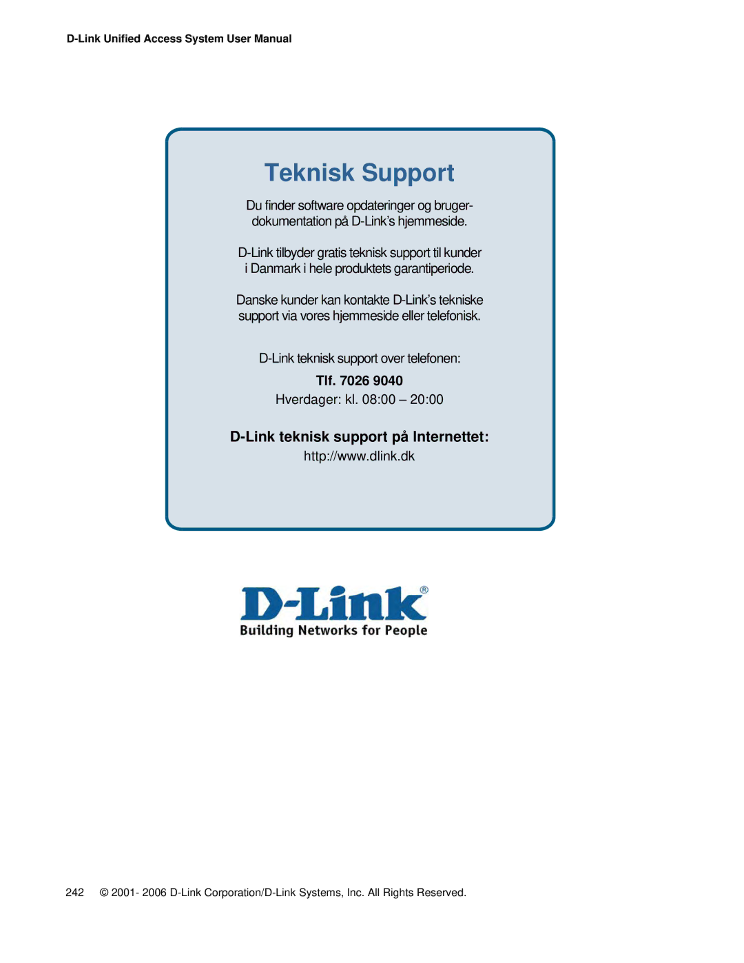 D-Link DWS 3000 user manual Link teknisk support på Internettet 