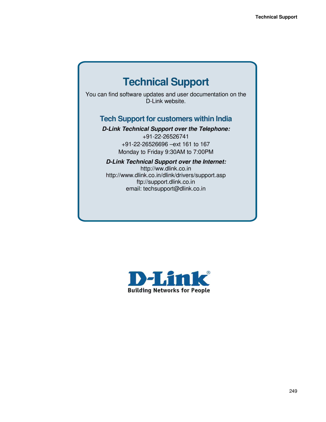 D-Link DWS 3000 user manual Tech Support for customers within India 