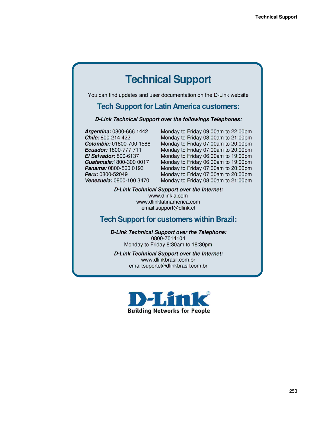 D-Link DWS 3000 user manual Tech Support for Latin America customers 