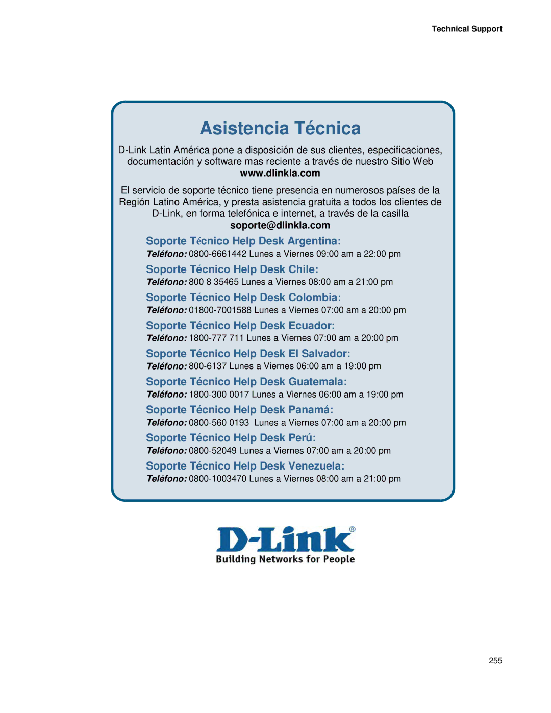 D-Link DWS 3000 user manual Asistencia Técnica 