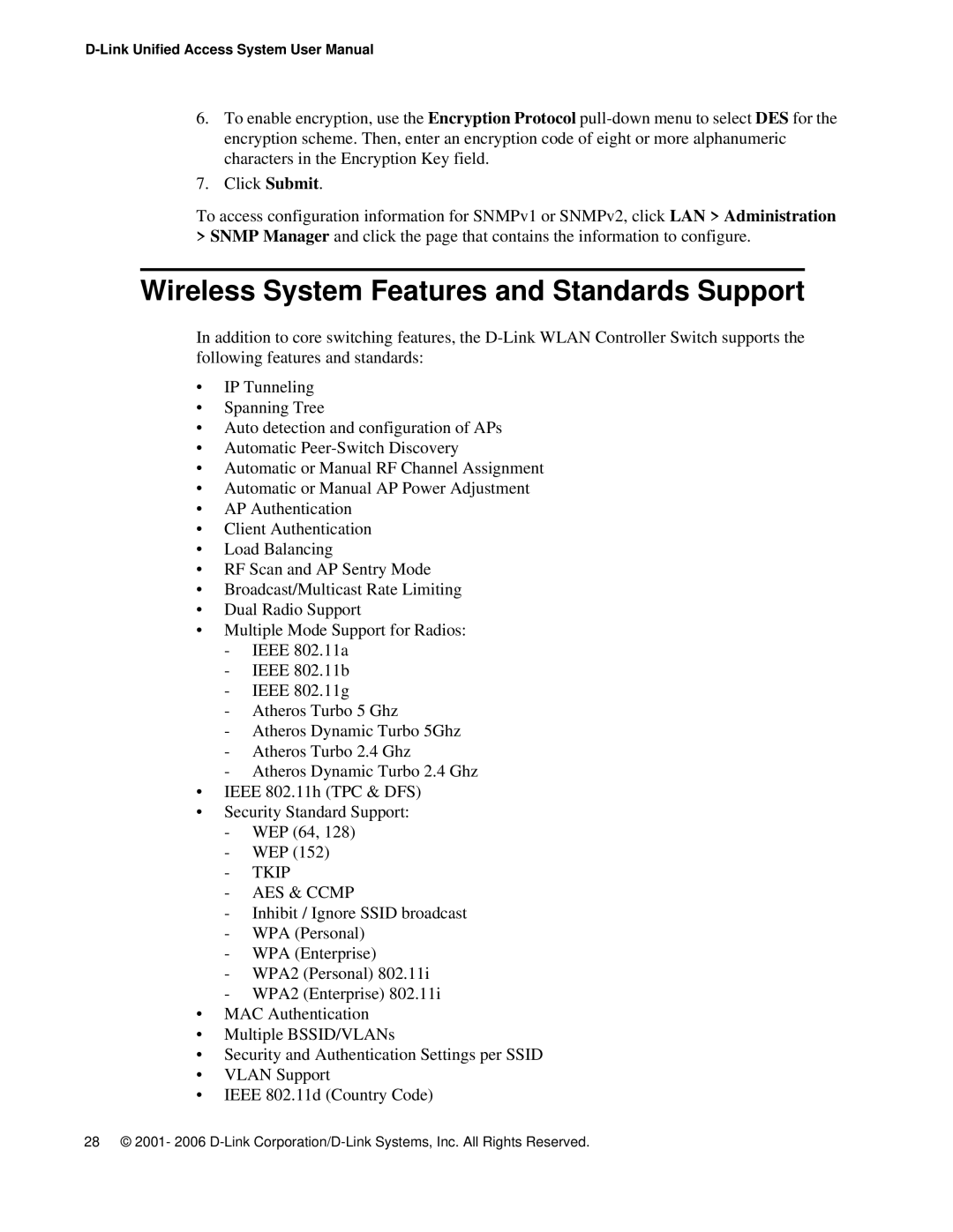 D-Link DWS 3000 user manual Wireless System Features and Standards Support, Tkip AES & Ccmp 