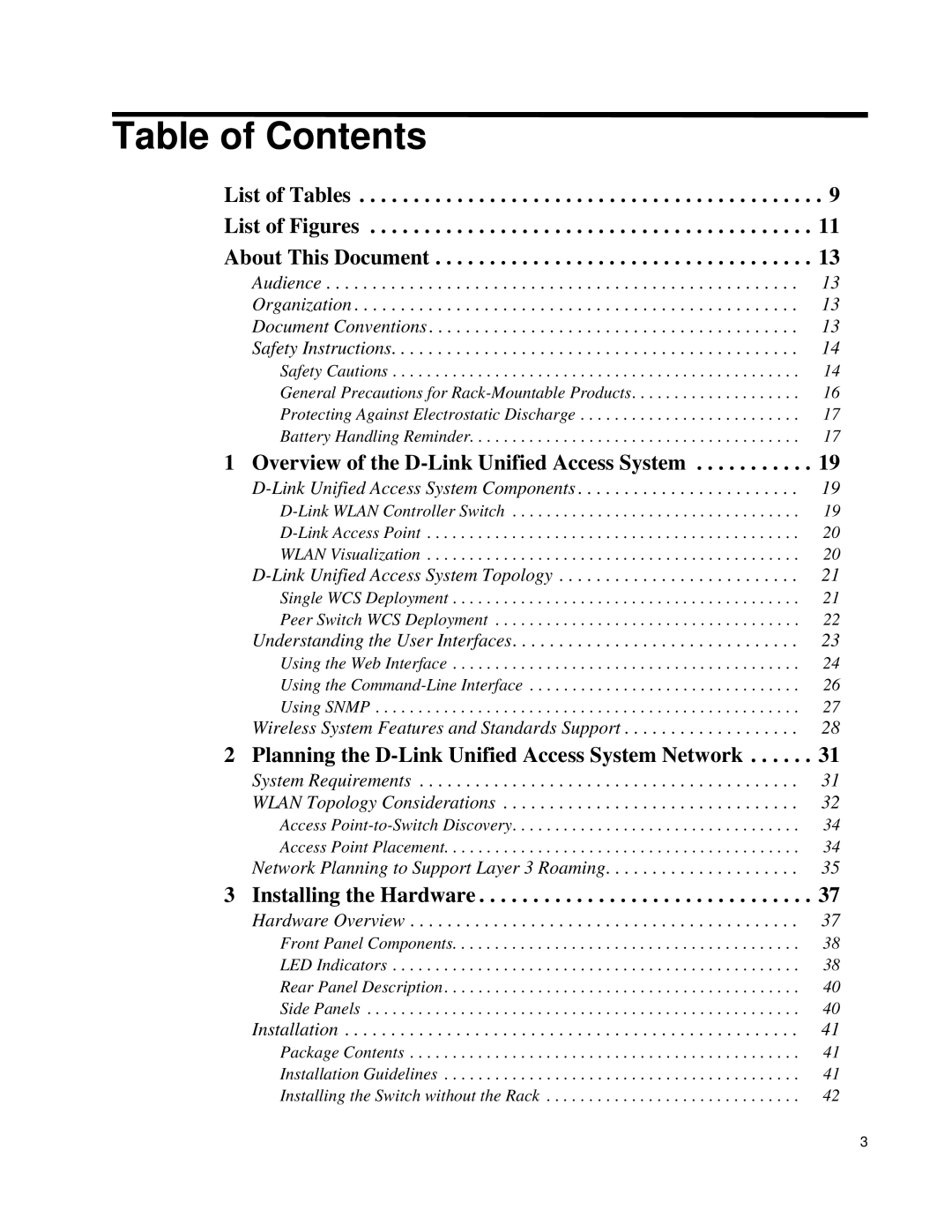 D-Link DWS 3000 user manual Table of Contents 