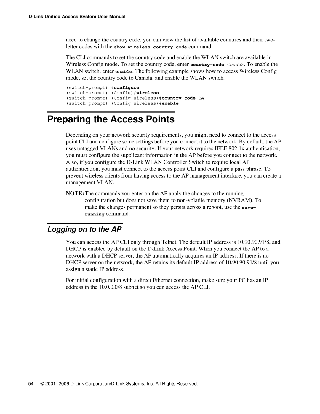 D-Link DWS 3000 user manual Preparing the Access Points, Logging on to the AP 