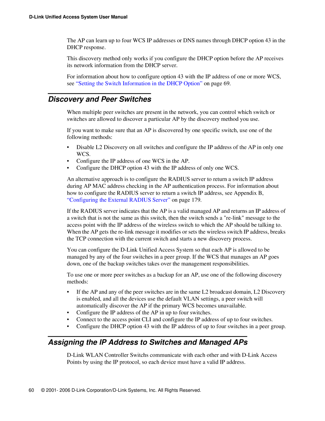 D-Link DWS 3000 user manual Discovery and Peer Switches, Assigning the IP Address to Switches and Managed APs 