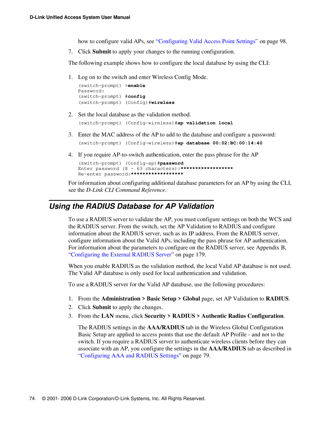 D-Link DWS 3000 user manual Using the Radius Database for AP Validation 