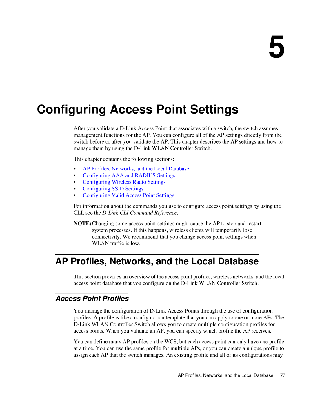 D-Link DWS 3000 Configuring Access Point Settings, AP Profiles, Networks, and the Local Database, Access Point Profiles 