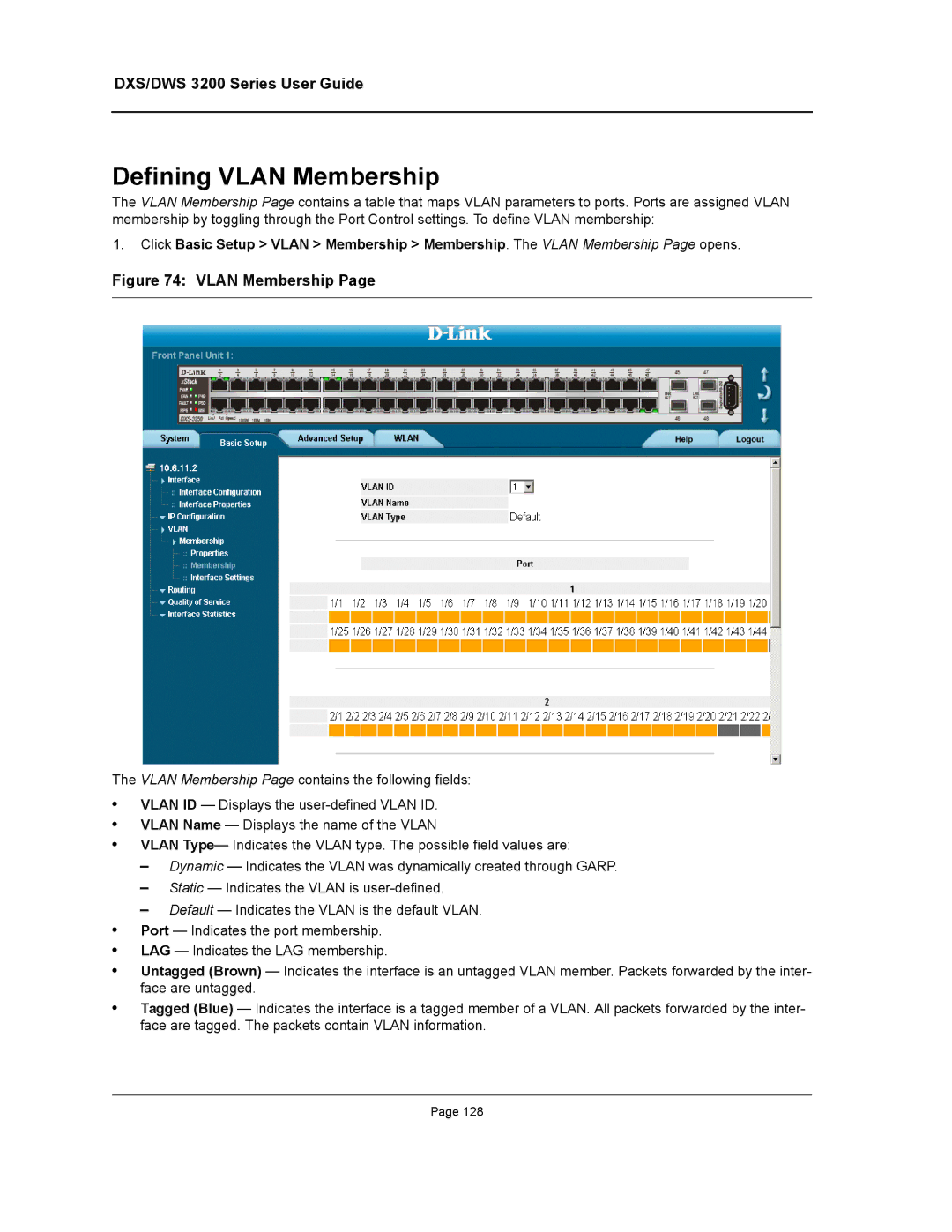 D-Link DWS/DXS-3200 manual Defining Vlan Membership 