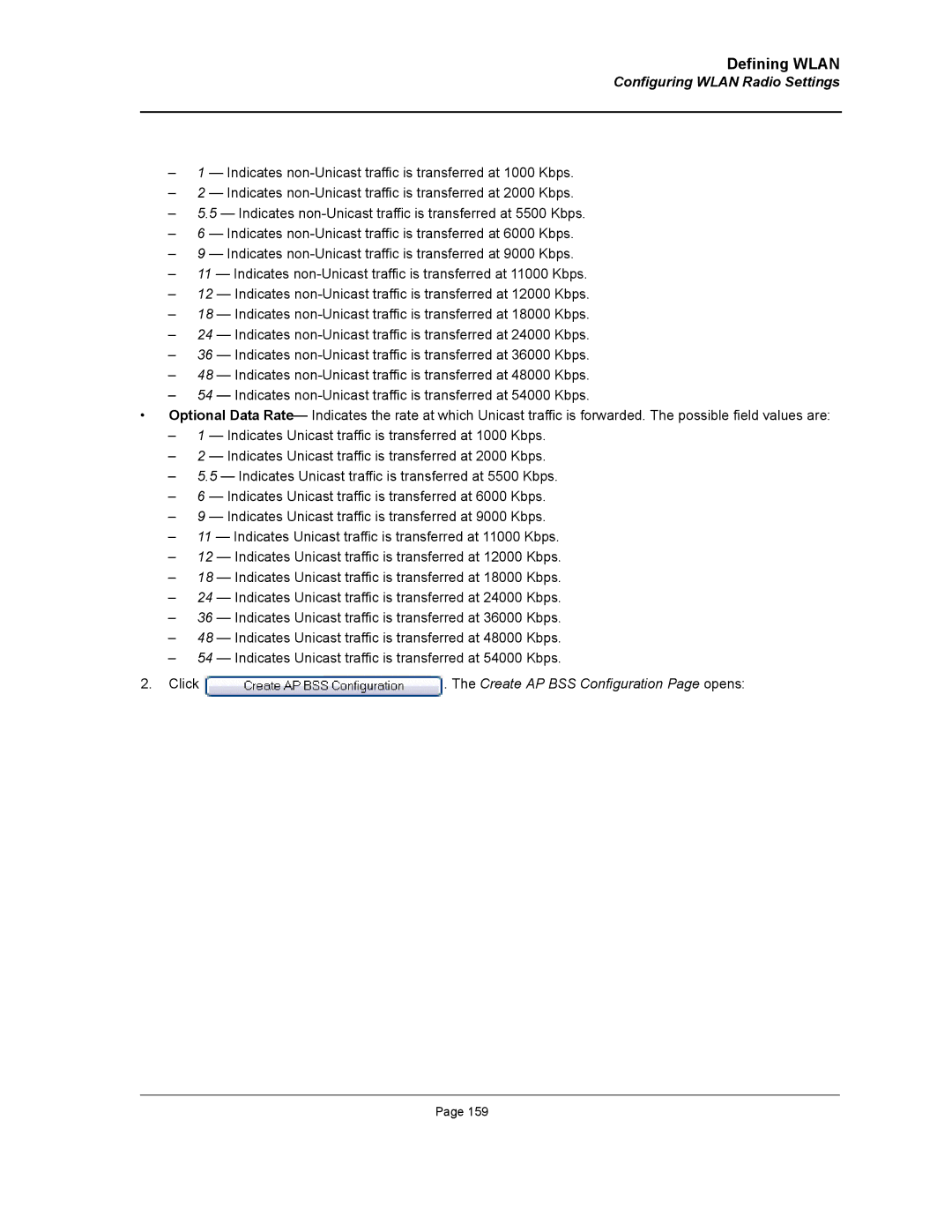 D-Link DWS/DXS-3200 manual Click . The Create AP BSS Configuration Page opens 