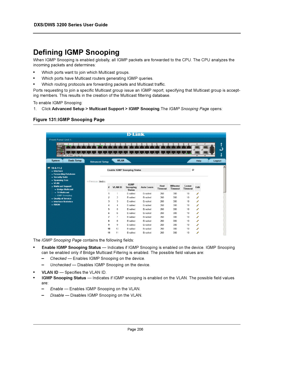 D-Link DWS/DXS-3200 manual Defining Igmp Snooping 