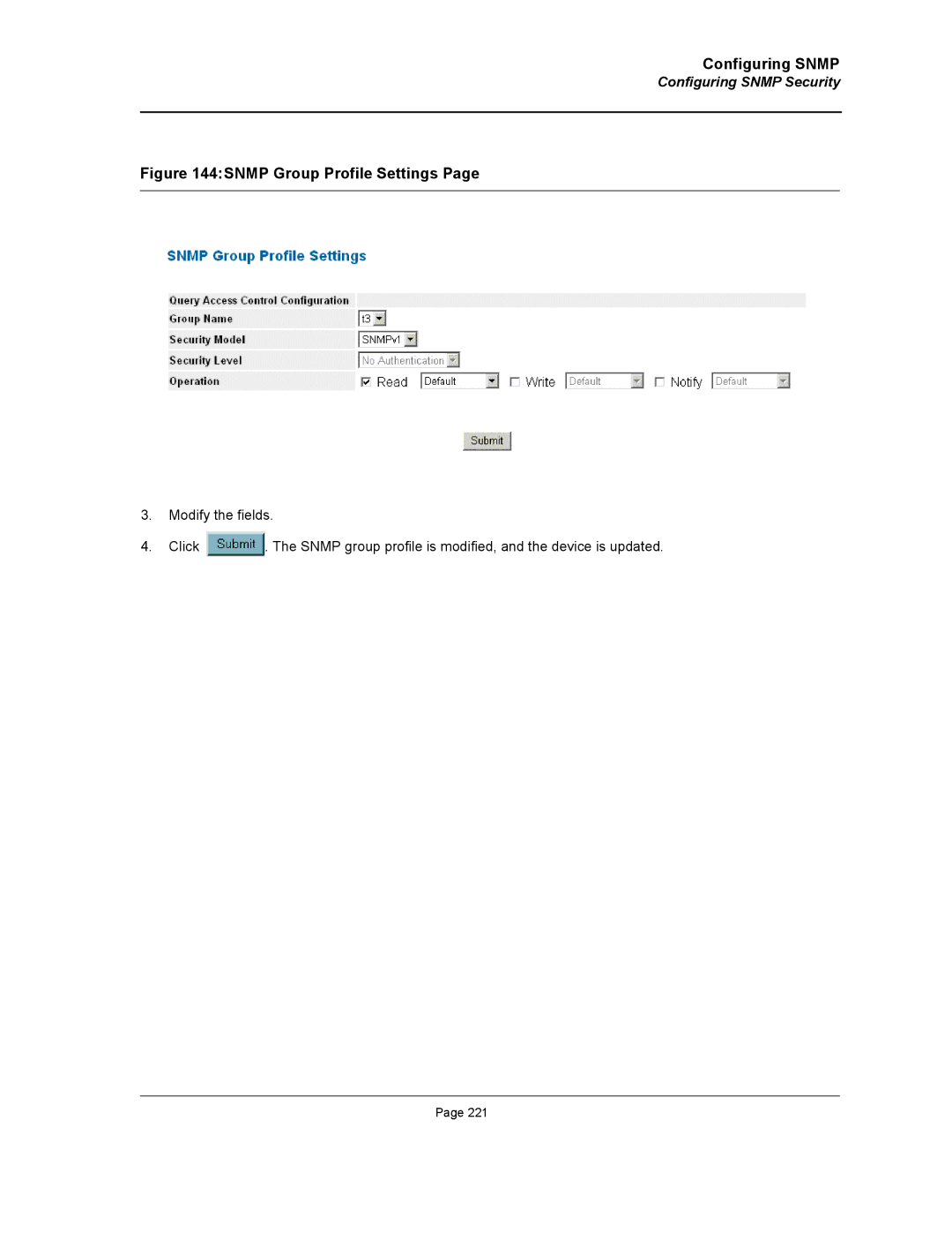 D-Link DWS/DXS-3200 manual Snmp Group Profile Settings 