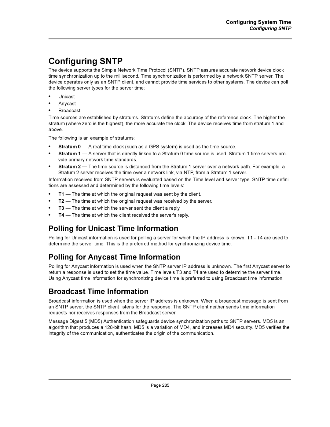 D-Link DWS/DXS-3200 manual Configuring Sntp, Polling for Unicast Time Information, Polling for Anycast Time Information 