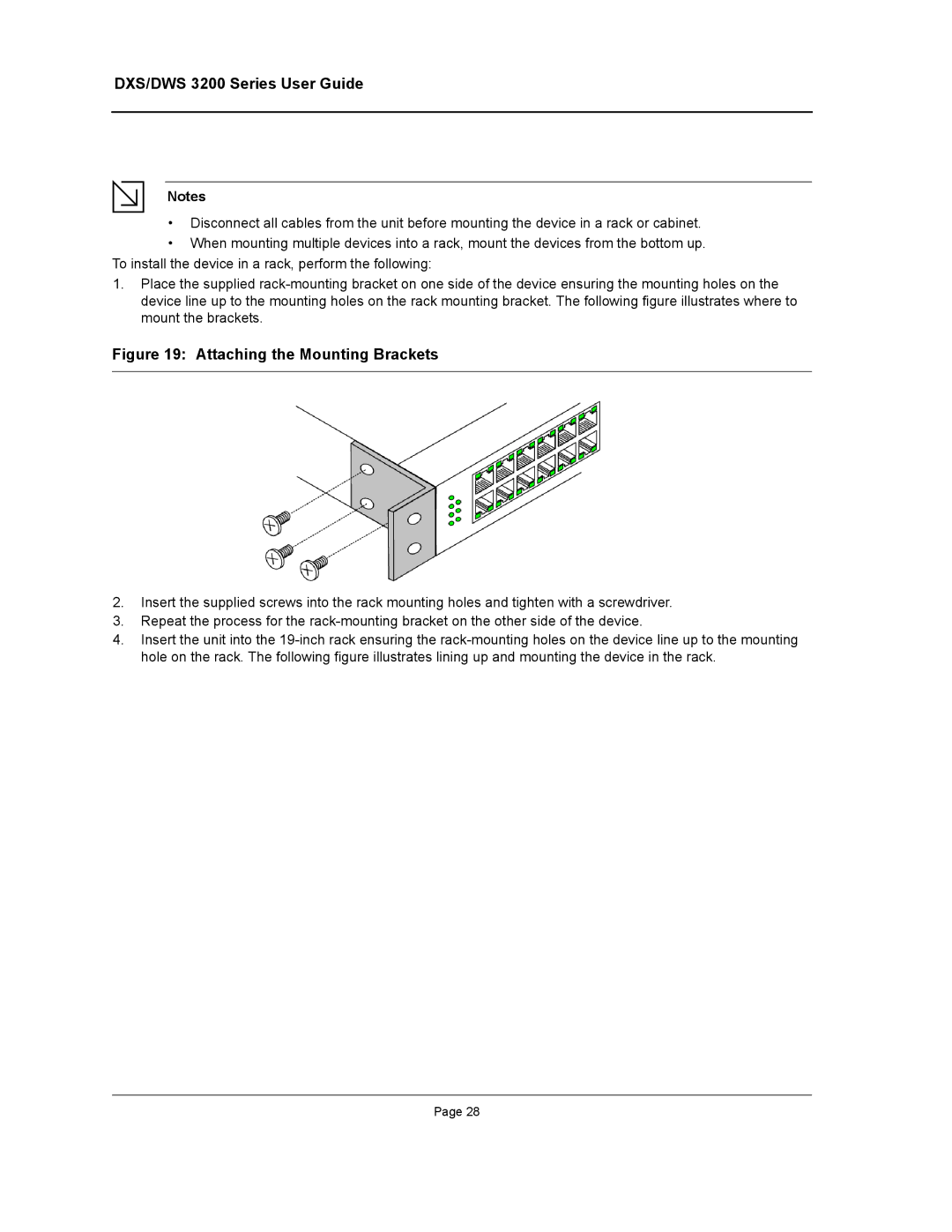 D-Link DWS/DXS-3200 manual Attaching the Mounting Brackets 