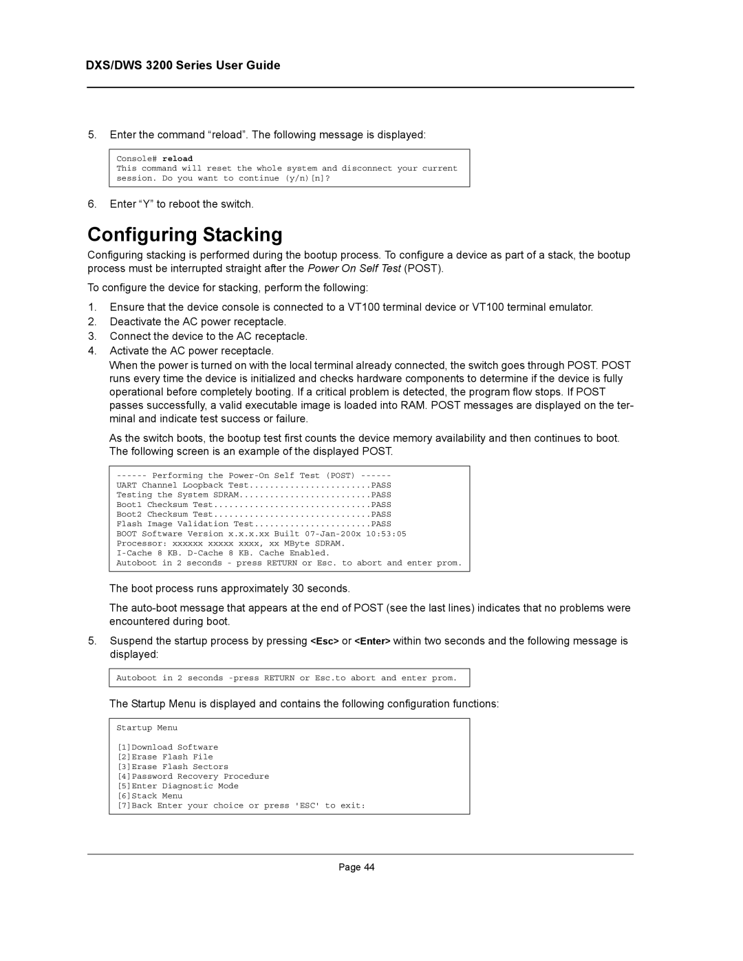 D-Link DWS/DXS-3200 manual Configuring Stacking 