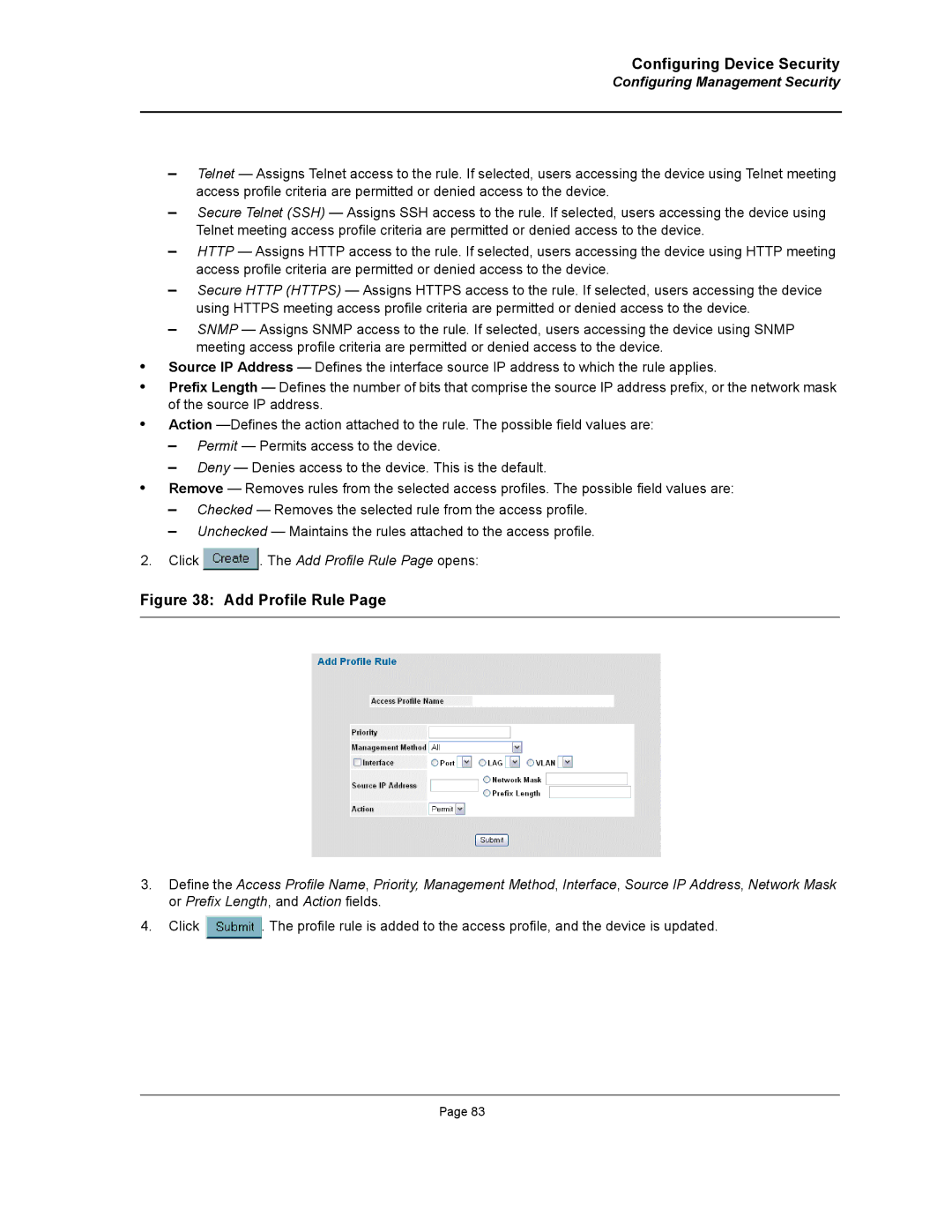 D-Link DWS/DXS-3200 manual Click . The Add Profile Rule Page opens 