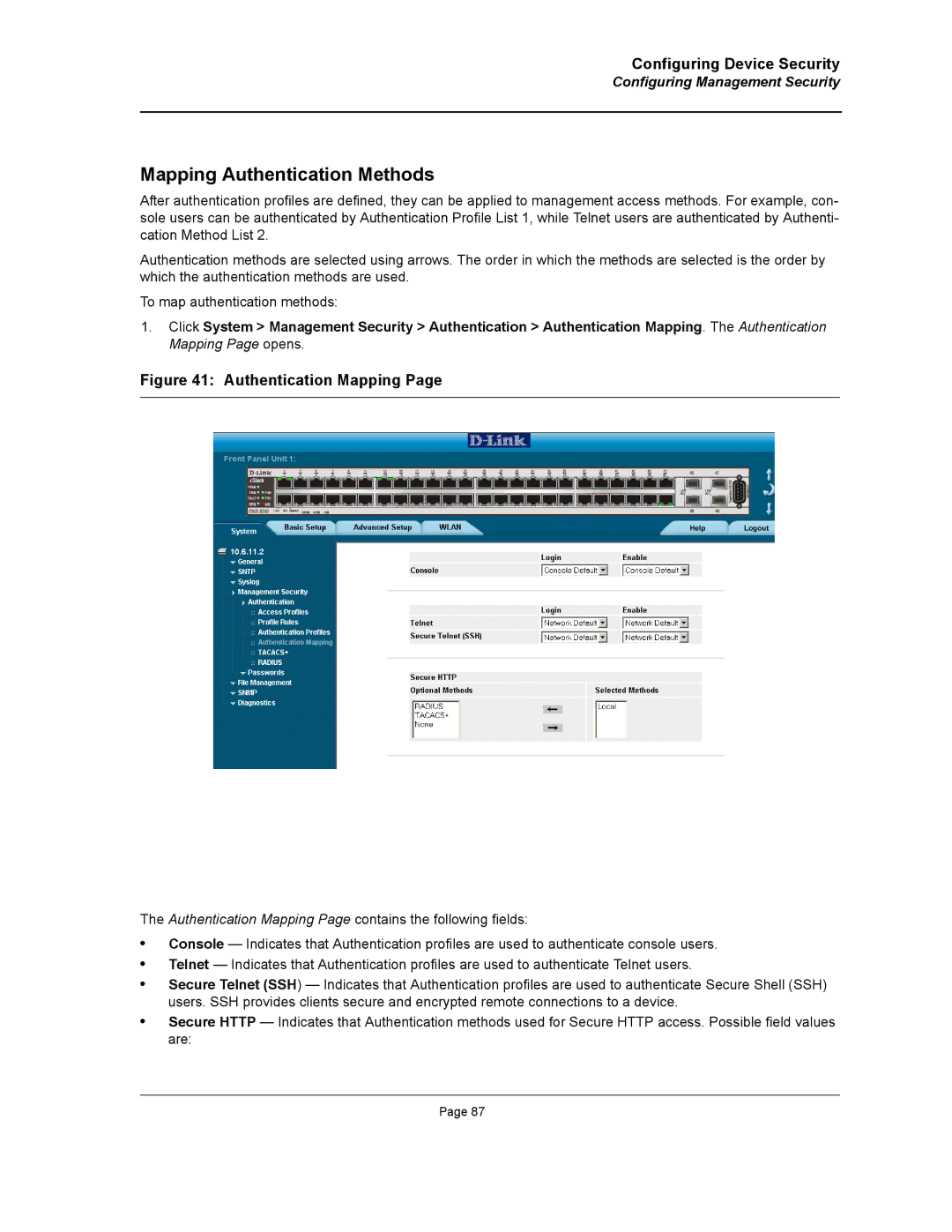 D-Link DWS/DXS-3200 manual Mapping Authentication Methods, Authentication Mapping 