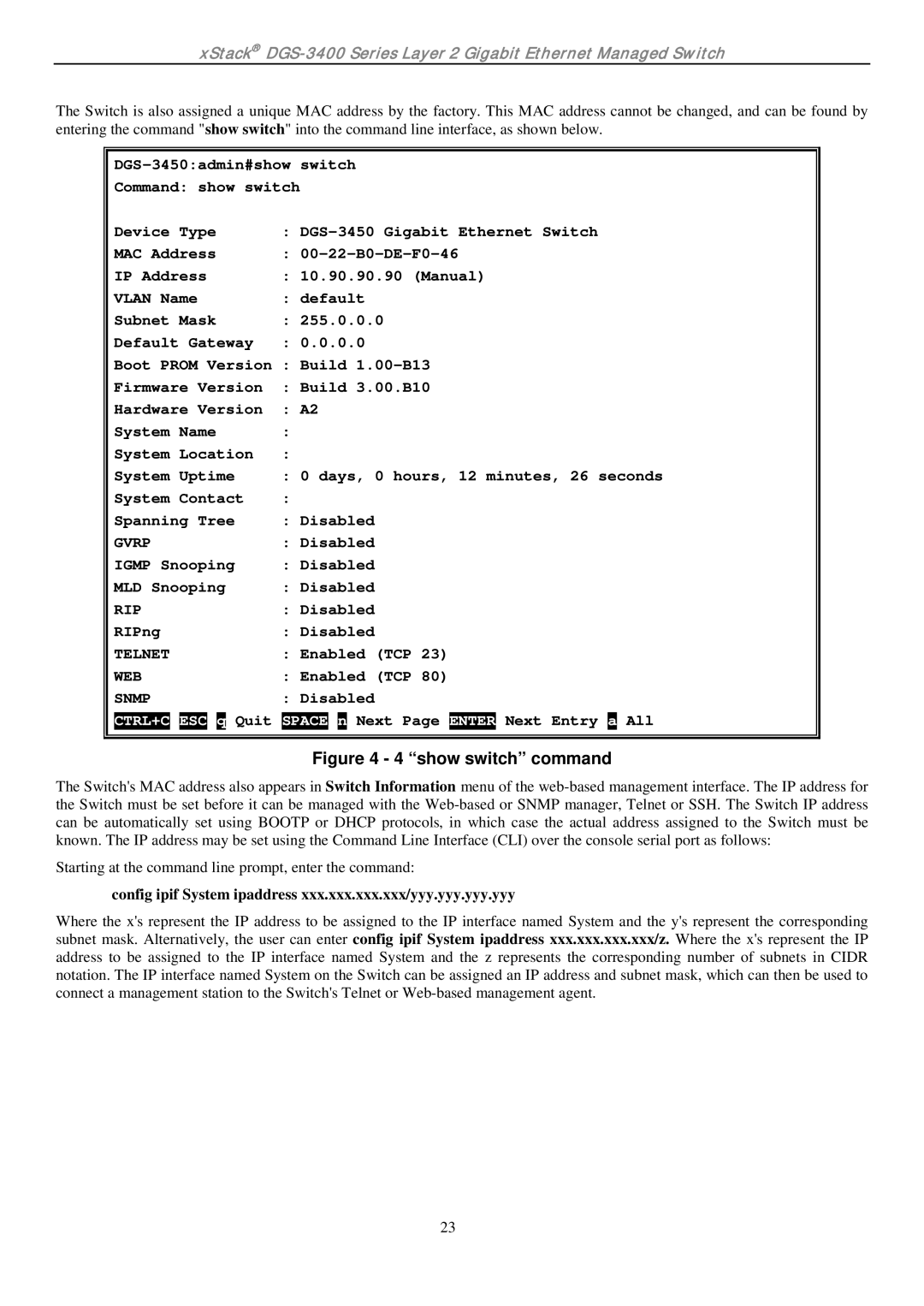 D-Link ethernet managed switch manual Show switch command 