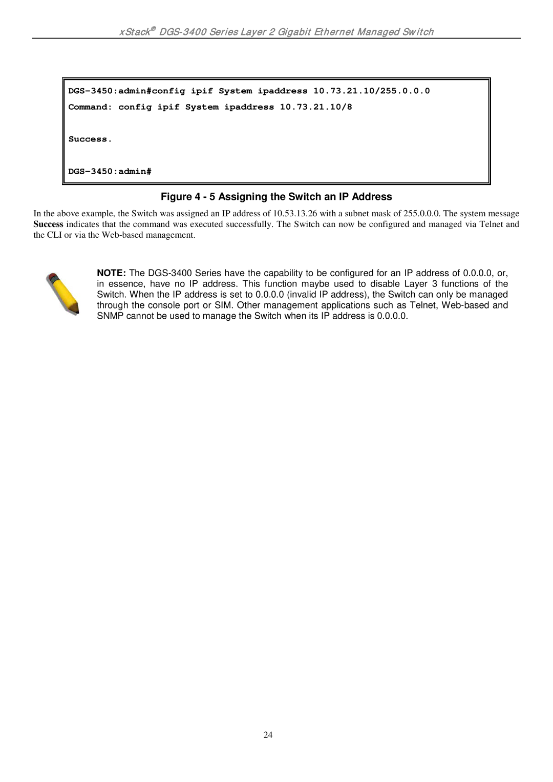 D-Link ethernet managed switch manual Assigning the Switch an IP Address 