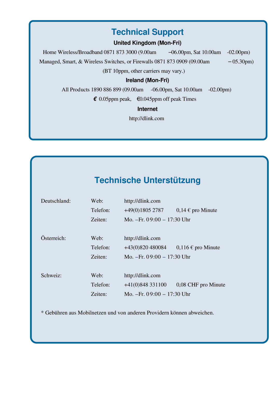 D-Link ethernet managed switch manual Technical Support 