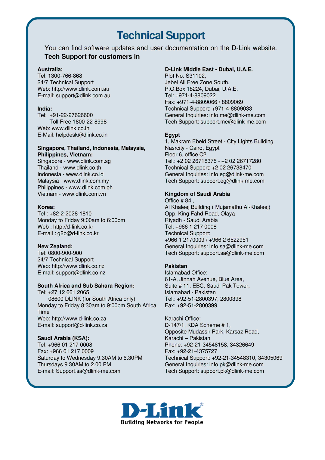 D-Link ethernet managed switch manual Australia Link Middle East Dubai, U.A.E, India, Egypt, Philippines, Vietnam, Korea 