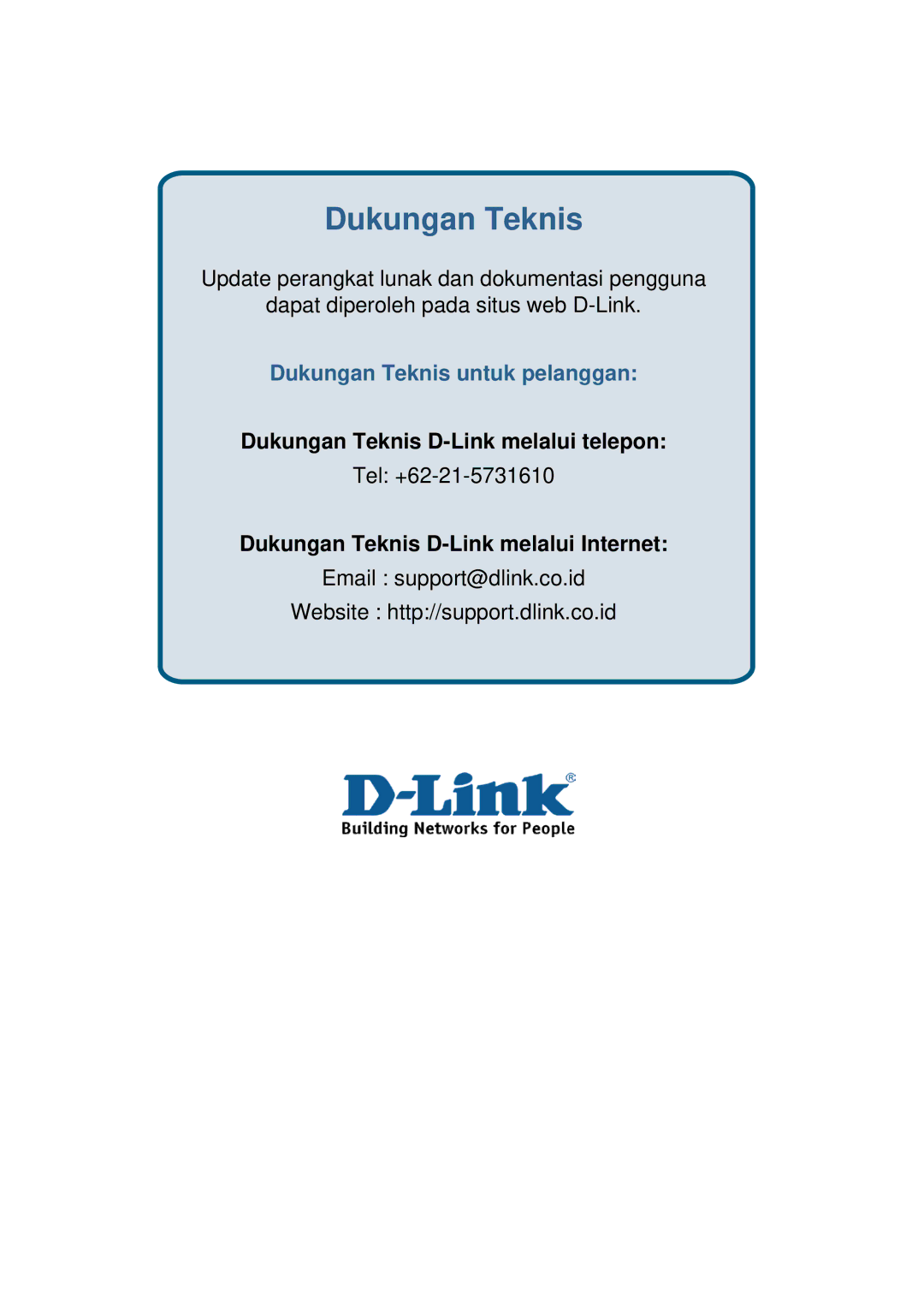 D-Link ethernet managed switch manual Dukungan Teknis 