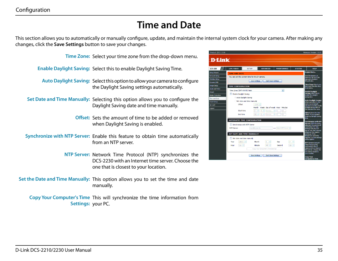 D-Link full hd poe wireless n cube network camera manual Time and Date 