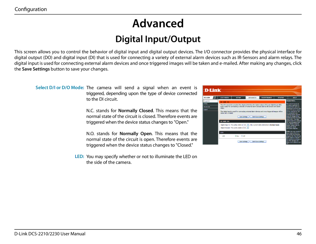 D-Link full hd poe wireless n cube network camera manual Advanced, Digital Input/Output 