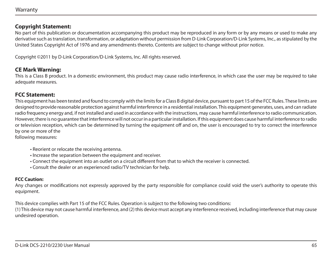 D-Link full hd poe wireless n cube network camera manual Copyright Statement, FCC Caution 