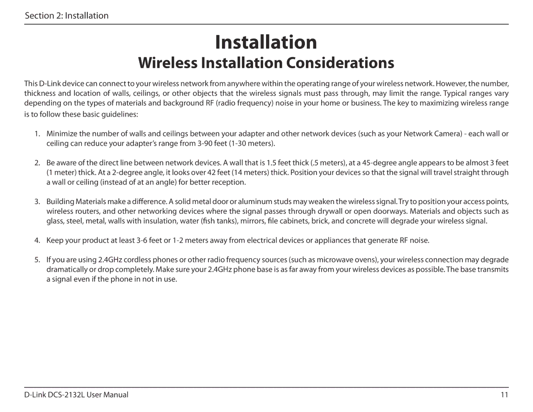 D-Link hd wireless n cube network camera user manual Wireless Installation Considerations 