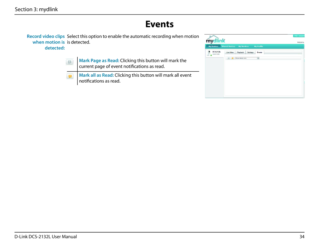 D-Link hd wireless n cube network camera user manual Events 