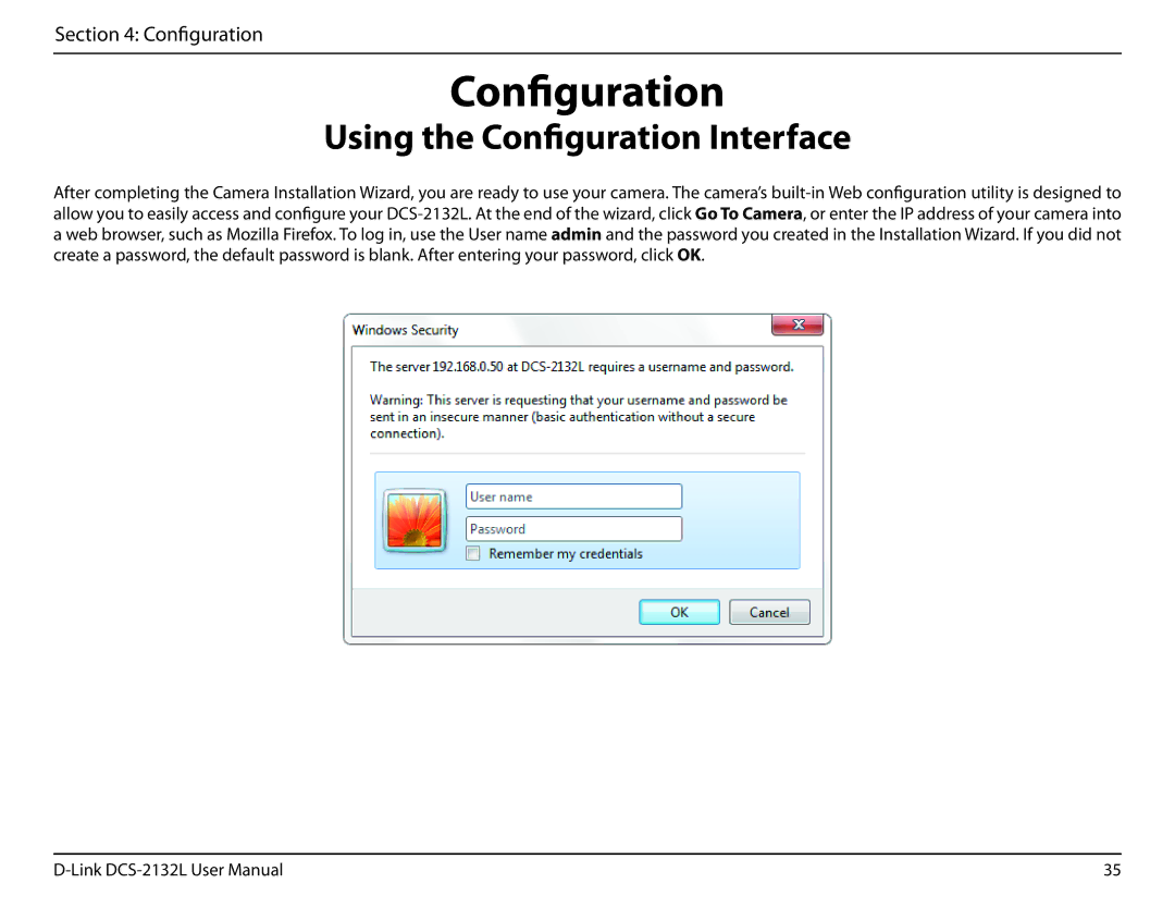 D-Link hd wireless n cube network camera user manual Using the Configuration Interface 