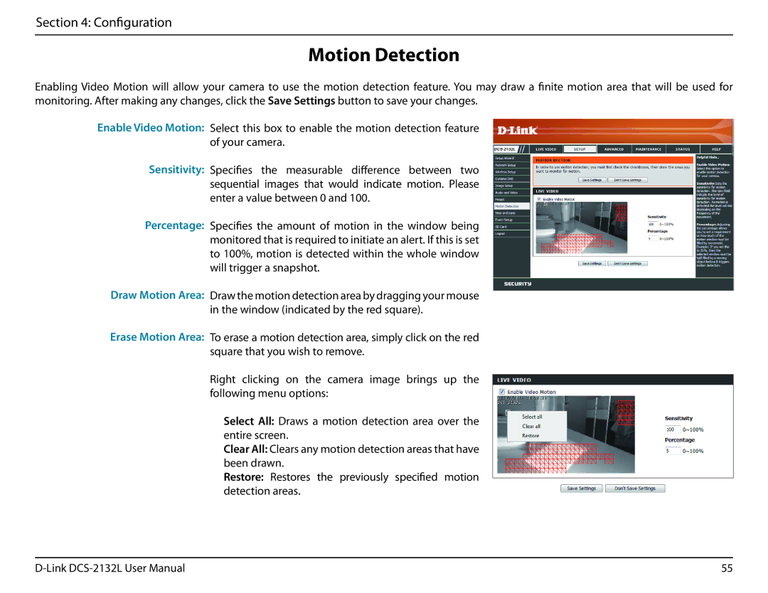 D-Link hd wireless n cube network camera user manual Motion Detection 