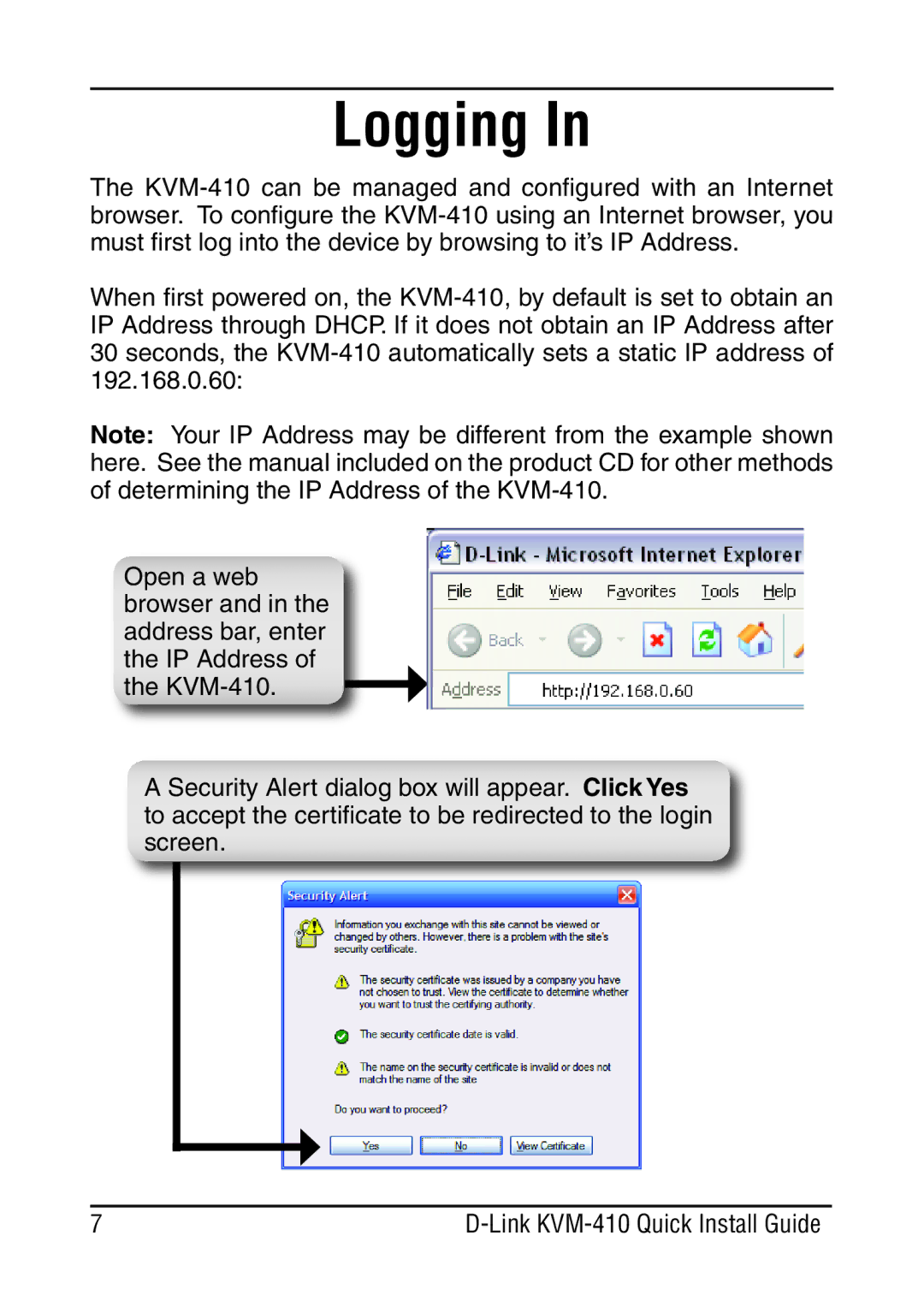 D-Link KVM-410 manual Logging 