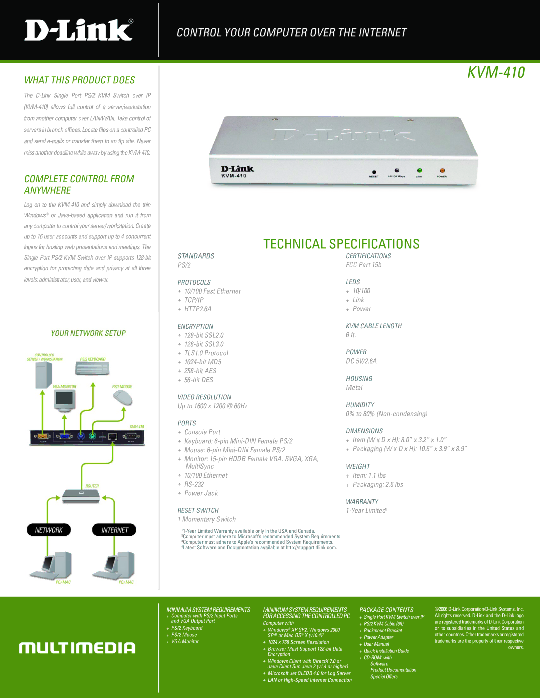 D-Link KVM-410 manual What this Product does, Complete Control from Anywhere 