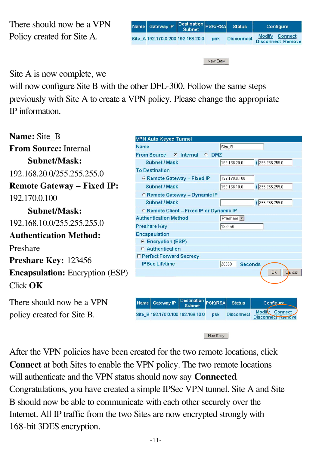 D-Link office firewall manual Name SiteB From Source Internal Subnet/Mask 