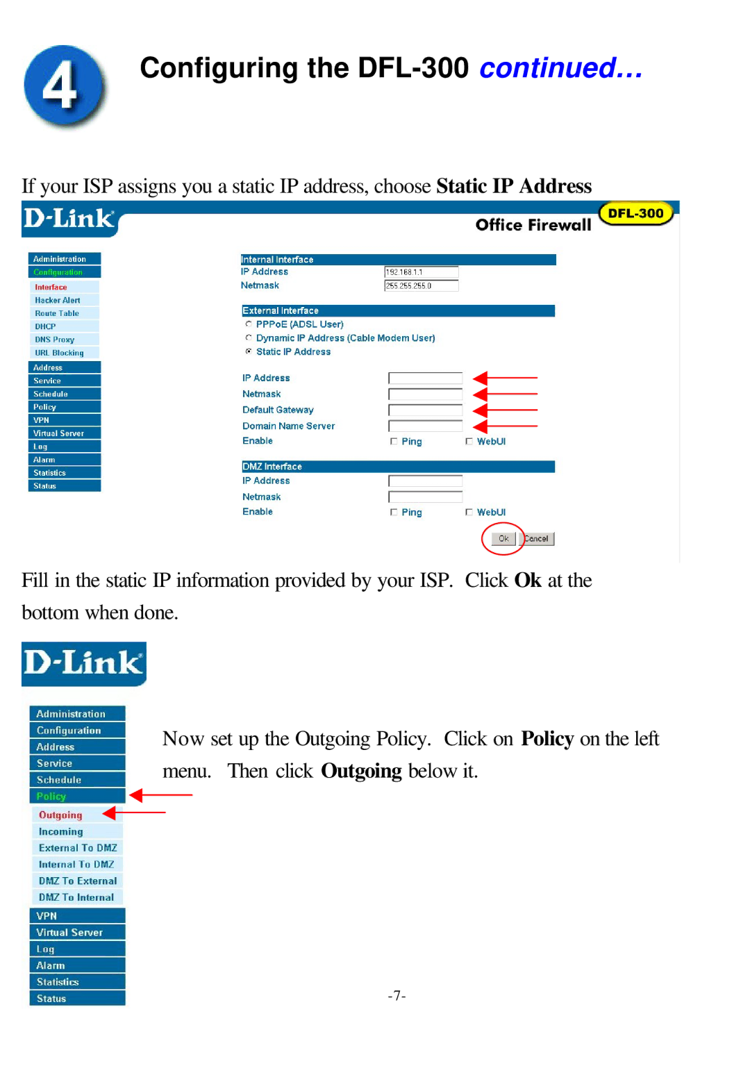 D-Link office firewall manual Configuring the DFL-300 … 