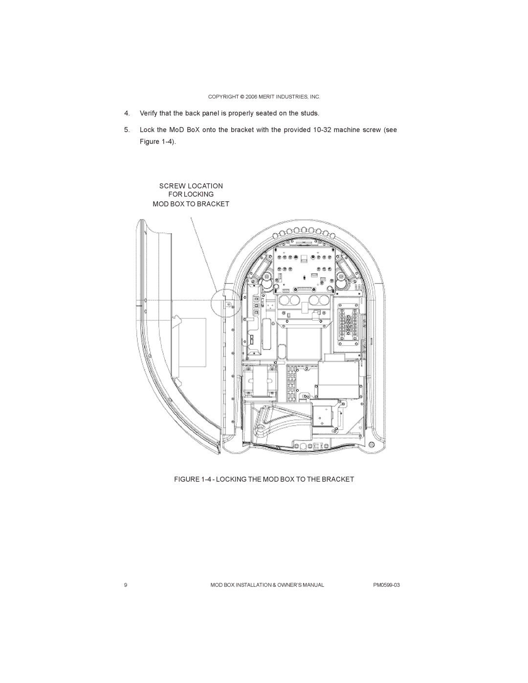 D-Link PM0599-03 owner manual Locking the MOD BOX to the Bracket 