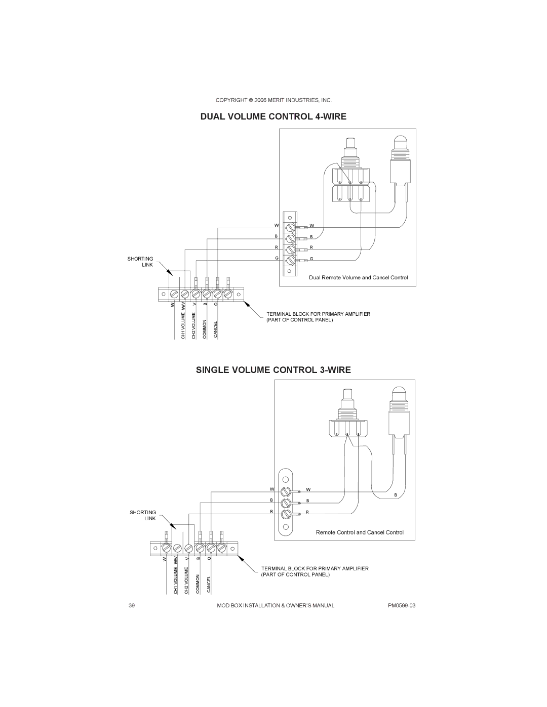 D-Link PM0599-03 owner manual Dual Volume Control 4-WIRE, Single Volume Control 3-WIRE 