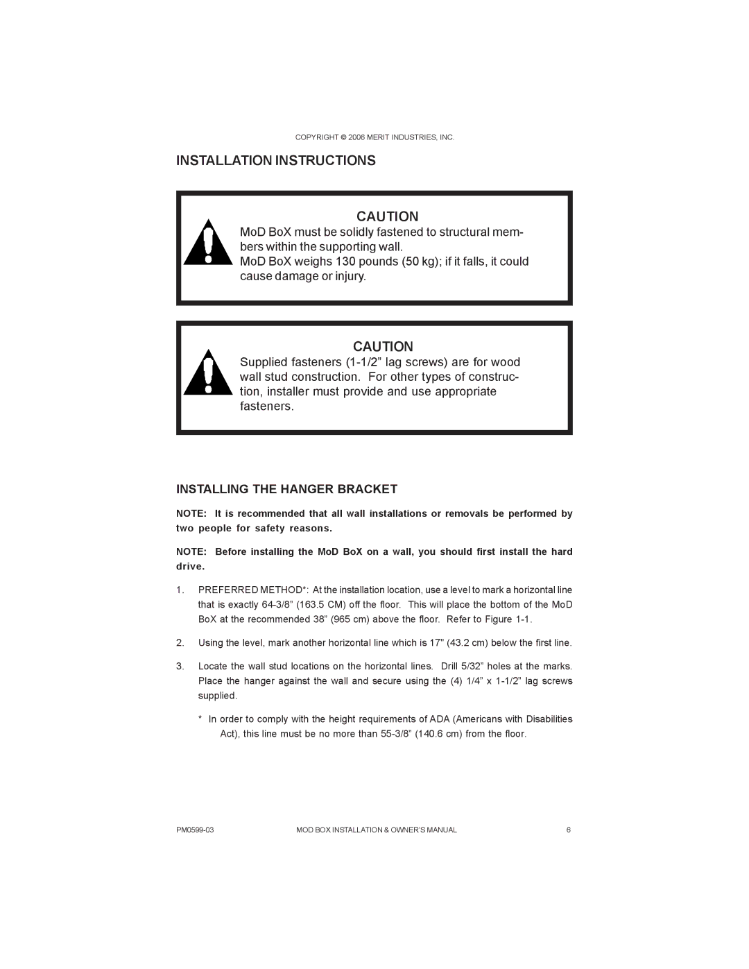 D-Link PM0599-03 owner manual Installation Instructions, Installing the Hanger Bracket 