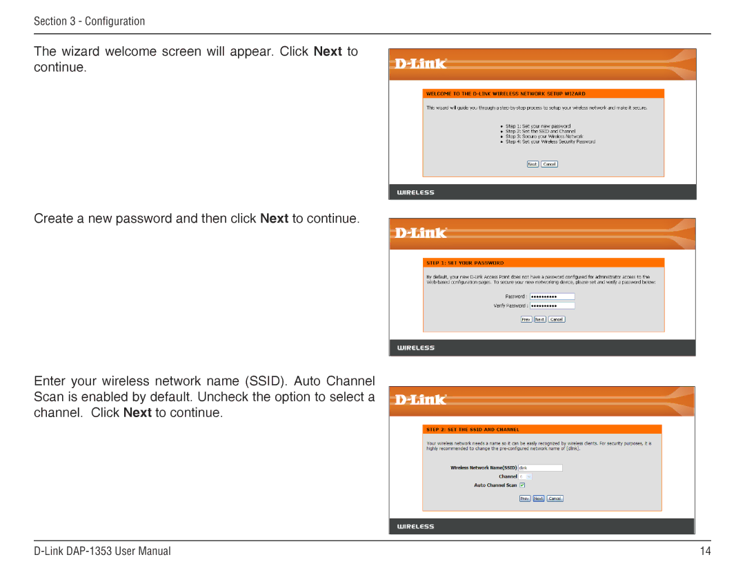 D-Link DAP-1353, RangeBooster N 650 Access Point manual Configuration 