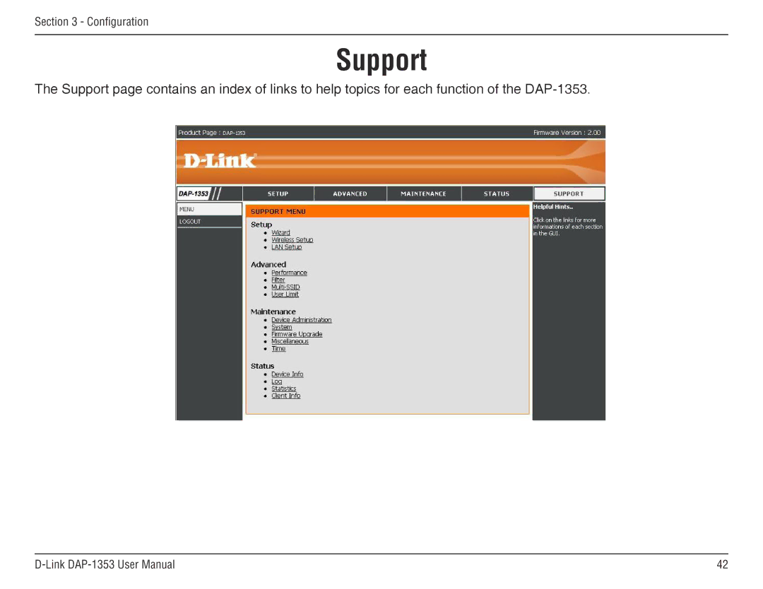 D-Link DAP-1353, RangeBooster N 650 Access Point manual Support 