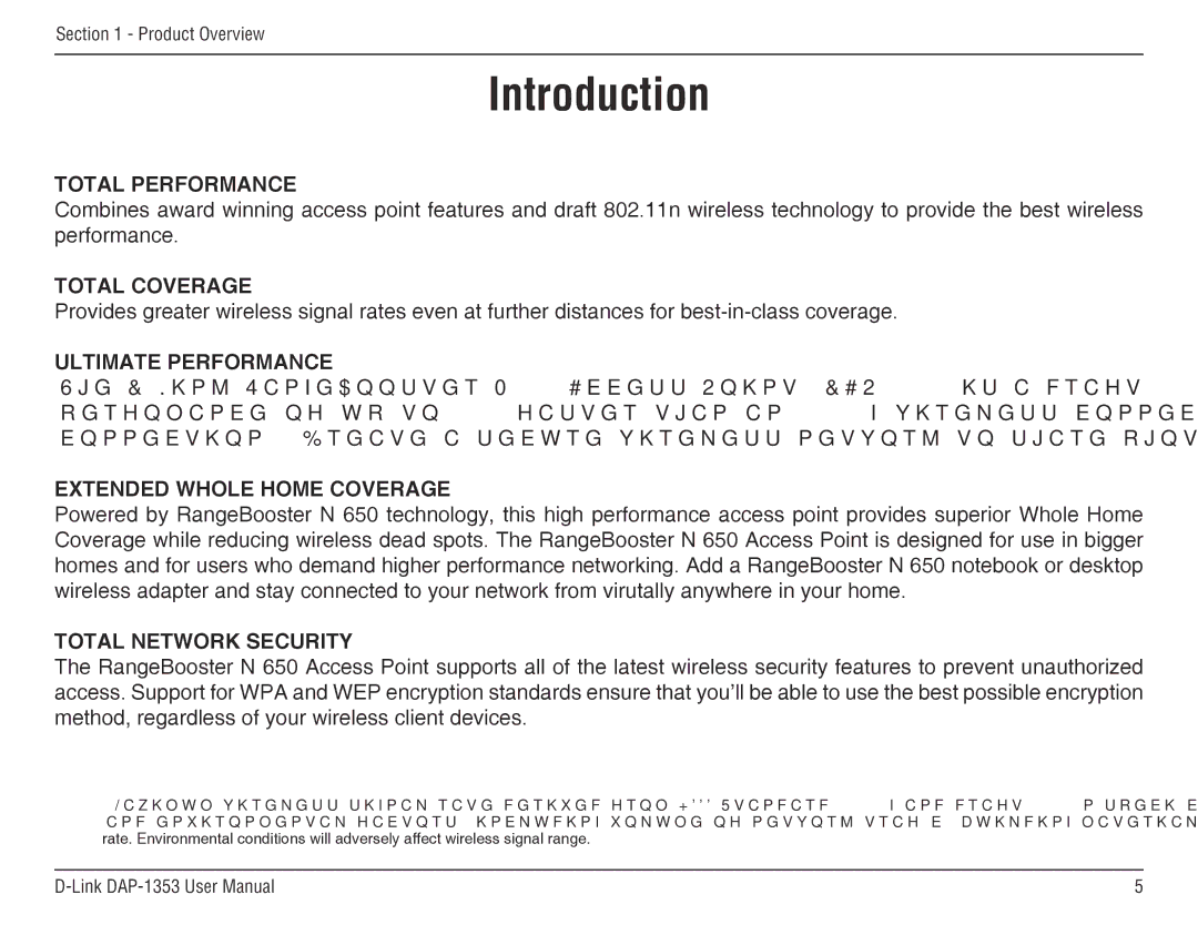 D-Link RangeBooster N 650 Access Point, DAP-1353 manual Introduction, Total Performance 