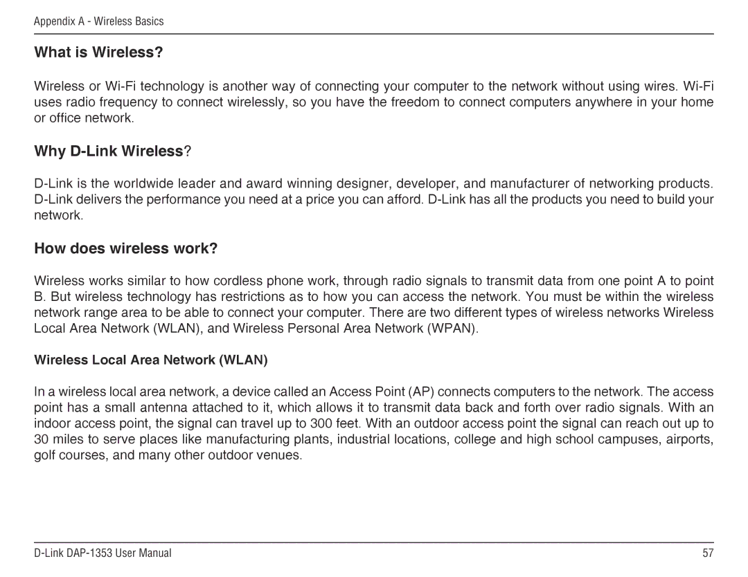 D-Link RangeBooster N 650 Access Point, DAP-1353 manual What is Wireless?, Wireless Local Area Network Wlan 