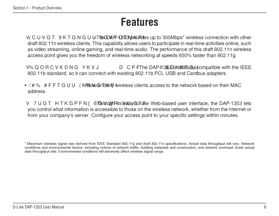 D-Link DAP-1353, RangeBooster N 650 Access Point manual Features 