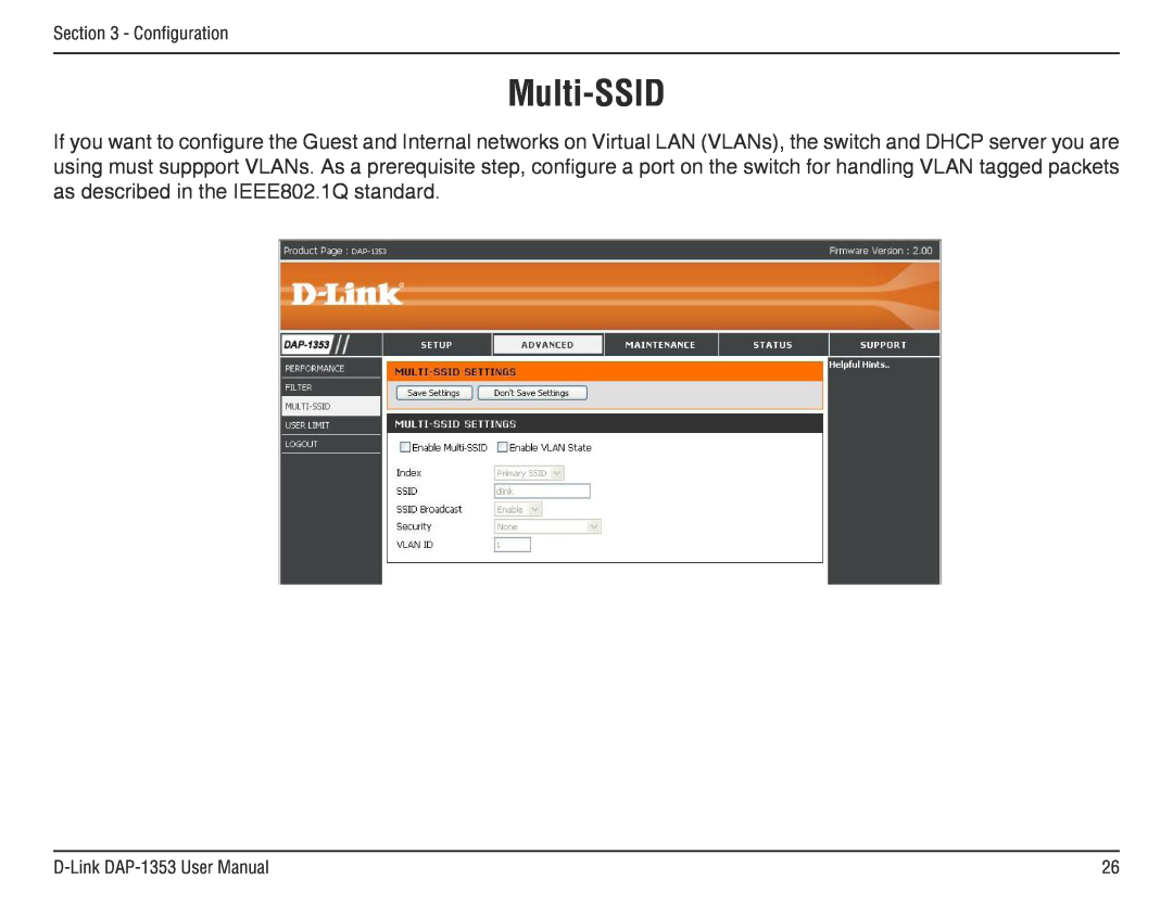 D-Link DAP-1353, RangeBooster N 650 Access Point manual Multi-SSID 