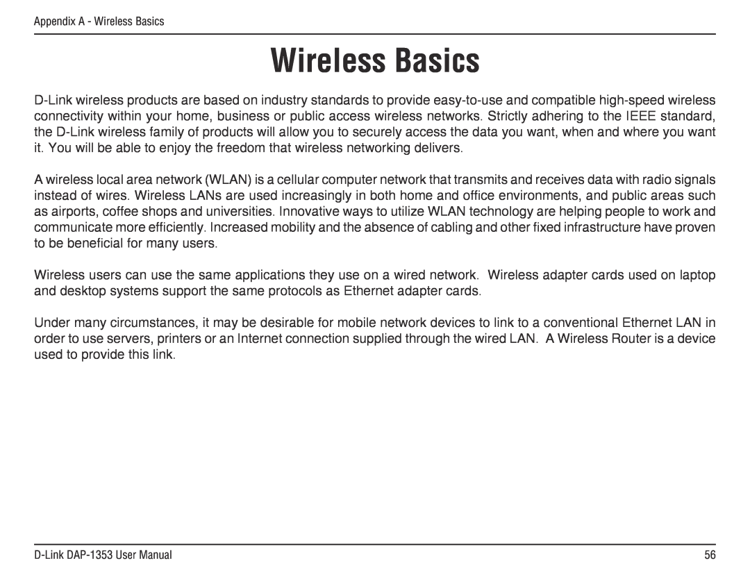 D-Link DAP-1353, RangeBooster N 650 Access Point manual Wireless Basics 