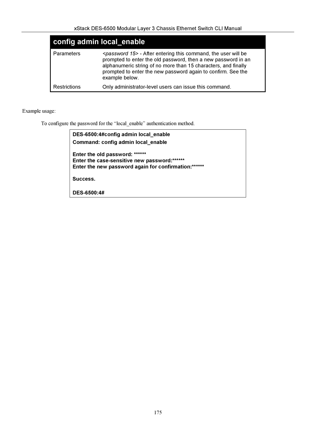 D-Link TM DES-6500 manual 175 