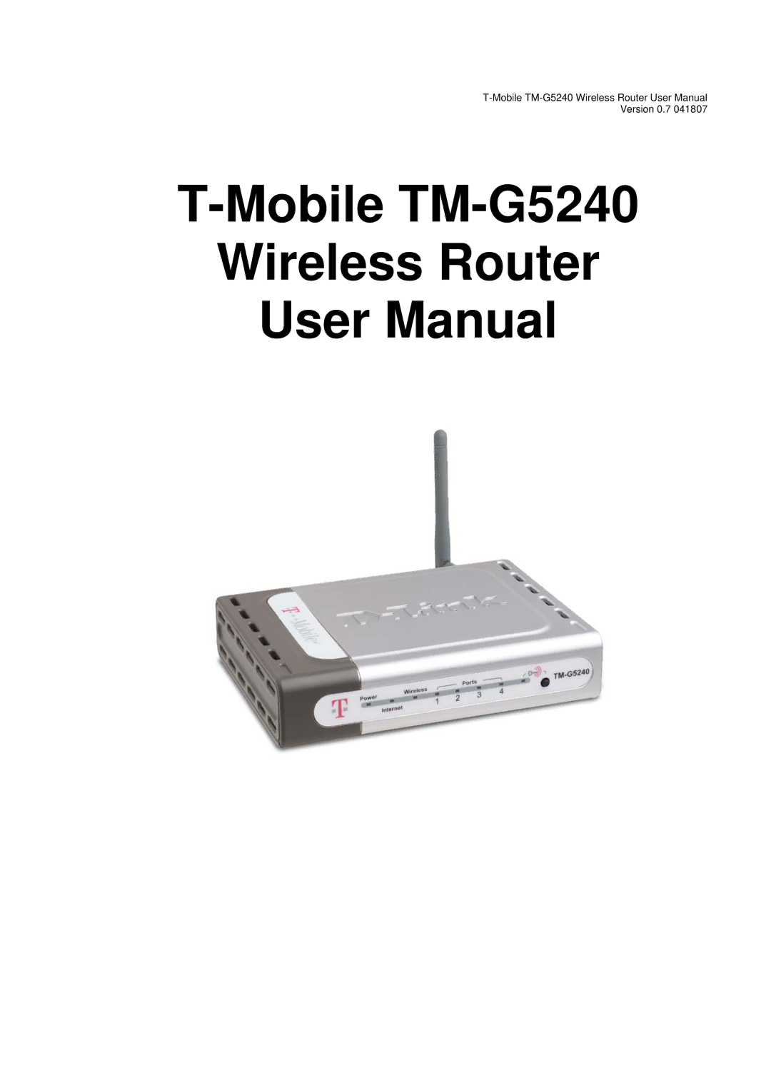 D-Link user manual Mobile TM-G5240 Wireless Router 