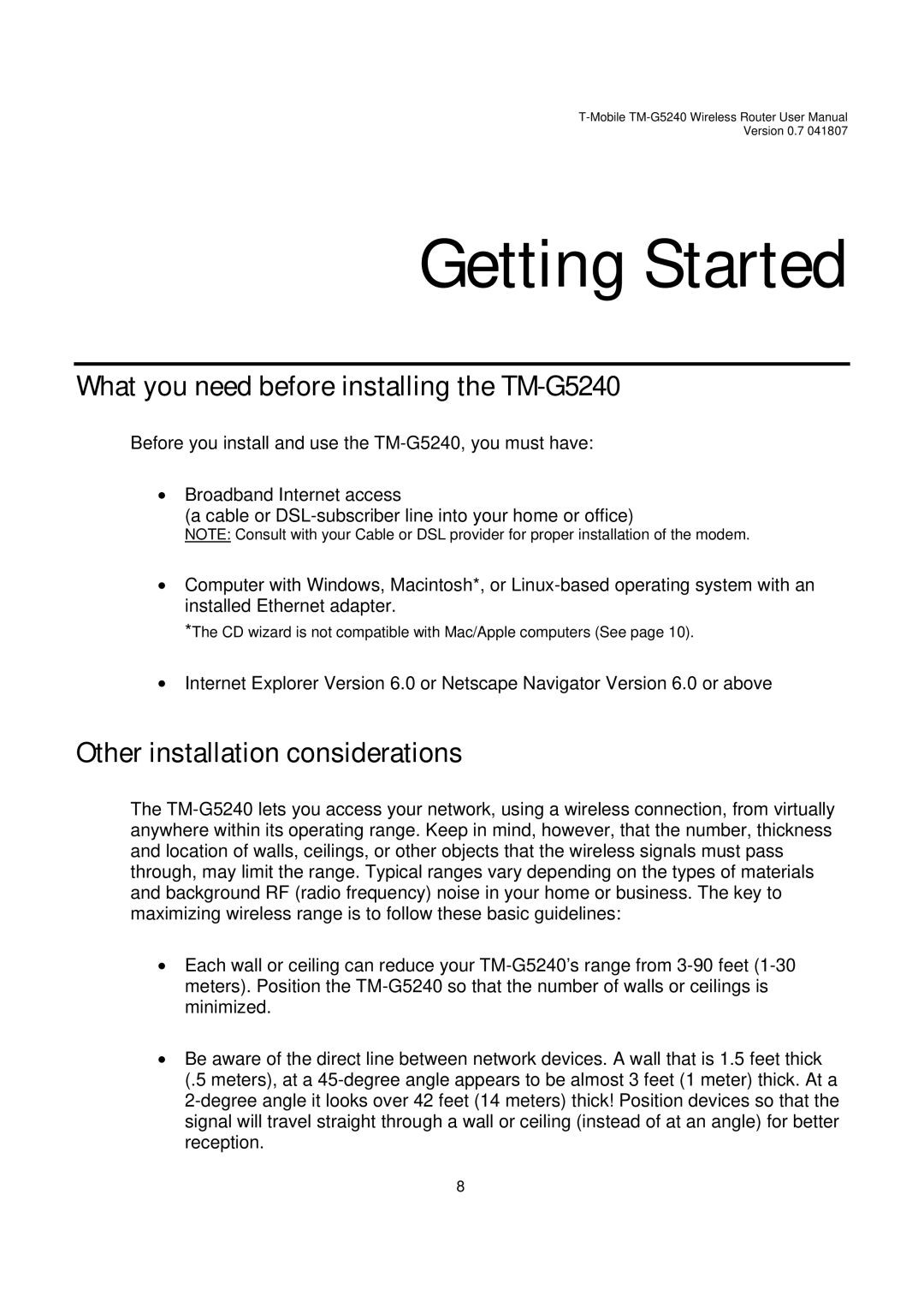 D-Link user manual What you need before installing the TM-G5240, Other installation considerations 