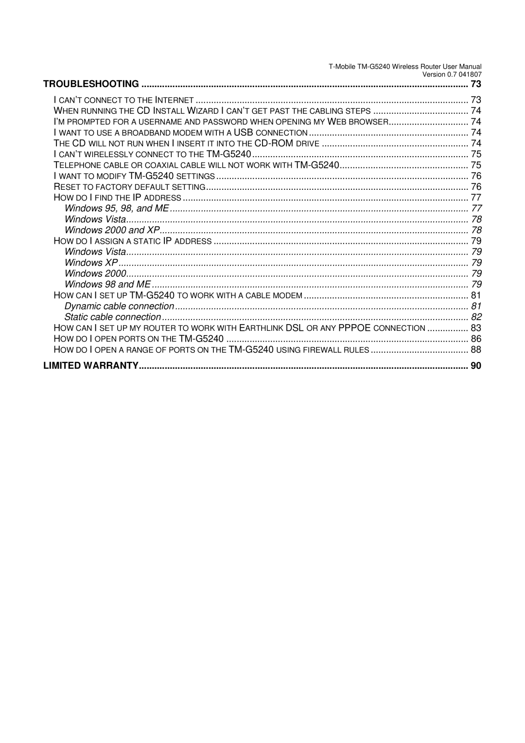 D-Link TM-G5240 user manual Windows 95, 98, and ME Windows Vista Windows 2000 and XP 